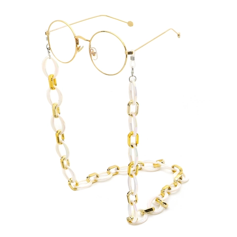 Catena Per Occhiali In Acrilico Con Maglie In Metallo Dorato Cinturino Per Occhiali Retrò Elegante Per Donna Antiscivolo
