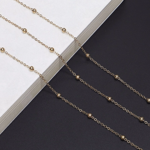 Glasses Chain Copper Metal Beaded Satellite Lanyard For Sunglasses Eyeglasses Anti-Slip Holders Minimalist Fashion Women