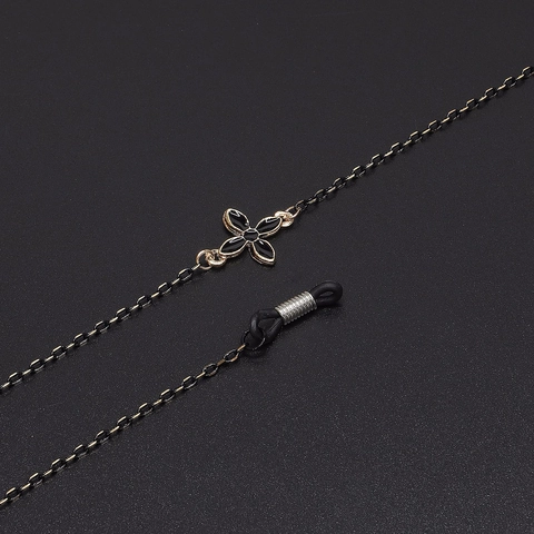 Copper Metal Glasses Chain Enamel Clover Flower Pendant Non-slip Silicone Loops Sunglasses Strap Neck Cord Eyewear Holder Fashion