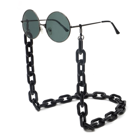Retro Thick Chain Glasses Strap Resin Acrylic Plastic Black Non Slip Eyewear Lanyard For Men Women Long