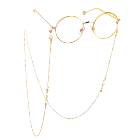 Glasses Chain Anti-Slip Eyewear Holder Strap Copper Metal With Glass Beads Crystal Decor Elegant Gold Plated Neck Strap