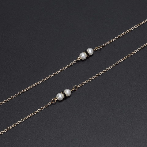 Anti-Rutsch Metall Brillenkette Mit Kunstperlen Strass Gold Galvanisiert Brillenfassung Band Halskordel Für Damen Schmuckzubehör