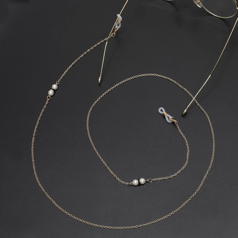 Anti-Rutsch Metall Brillenkette Mit Kunstperlen Strass Gold Galvanisiert Brillenfassung Band Halskordel Für Damen Schmuckzubehör