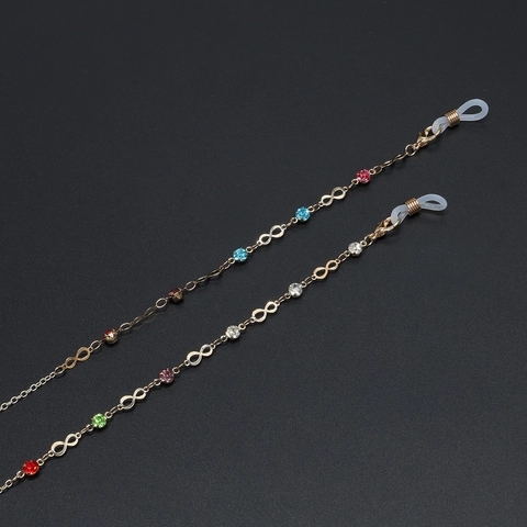 Catenina Per Occhiali Con Strass Colorati Lega Simbolo Infinito Cordino Antiscivolo Per Occhiali Moda Decorativo