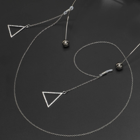 Catena Occhiali Lega Strass Ciondolo Triangolo Antiscivolo Elegante Decorativo Cordino Moda Occhiali Sole Cinturino Supporto