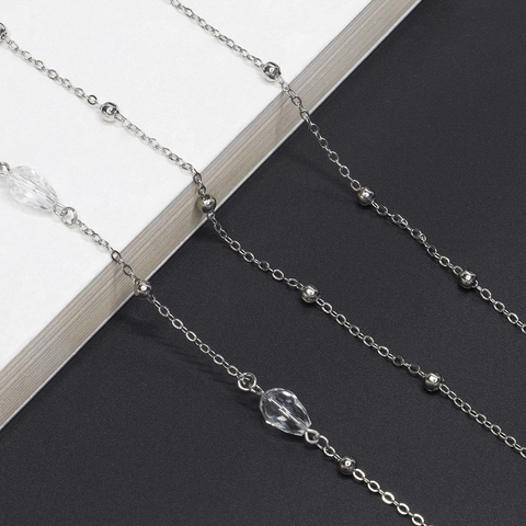 Glasses Chain Metal Alloy With Crystal Beads Anti Slip Eyeglass Strap Lanyard Holder For Sunglasses Reading Eyewear
