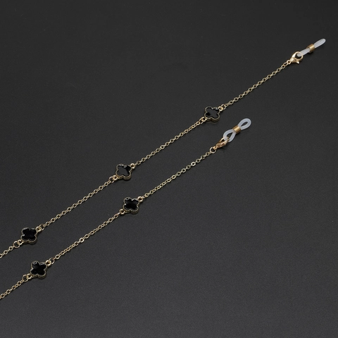 Glasses Chain Copper Metal Enamel Clover Pendants Anti Slip Eyeglass Lanyard Strap Decorative Accessory For Women