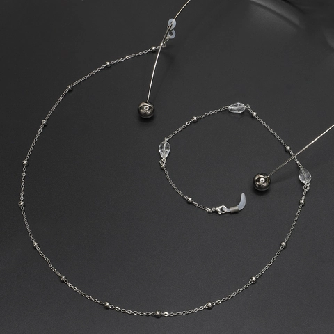 Glasses Chain Metal Alloy With Crystal Beads Anti Slip Eyeglass Strap Lanyard Holder For Sunglasses Reading Eyewear