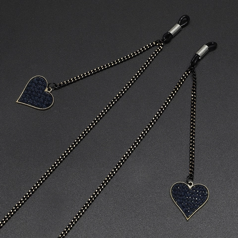 Fashion Heart Pendant Glasses Chain Metal Anti Slip Eyewear Strap Simple Adjustable Sunglasses Cord Holder