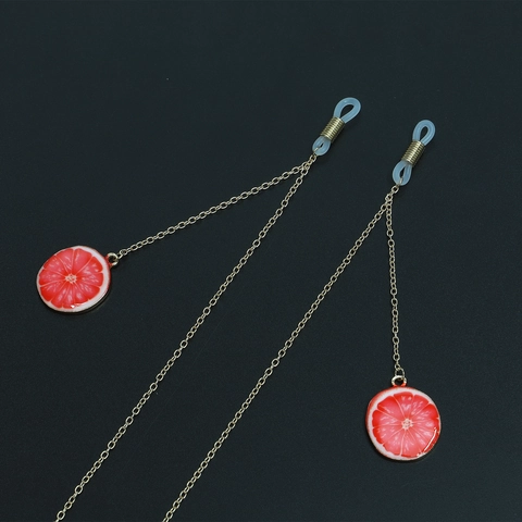 Non-Slip Glasses Chain Copper Metal Sunglasses Strap Red Grapefruit Fruit Pendant Decorative Lanyard Women Accessory