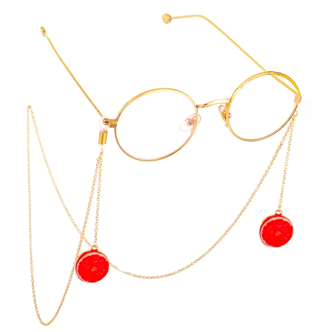 Non-Slip Glasses Chain Copper Metal Sunglasses Strap Red Grapefruit Fruit Pendant Decorative Lanyard Women Accessory