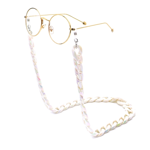 Acrylic Thick Oval Link Glasses Chain Pearlescent Iridescent Finish Non-Slip Sunglasses Strap Eyewear Lanyard Holder