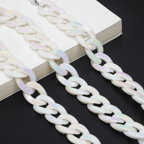 Acrylic Thick Oval Link Glasses Chain Pearlescent Iridescent Finish Non-Slip Sunglasses Strap Eyewear Lanyard Holder