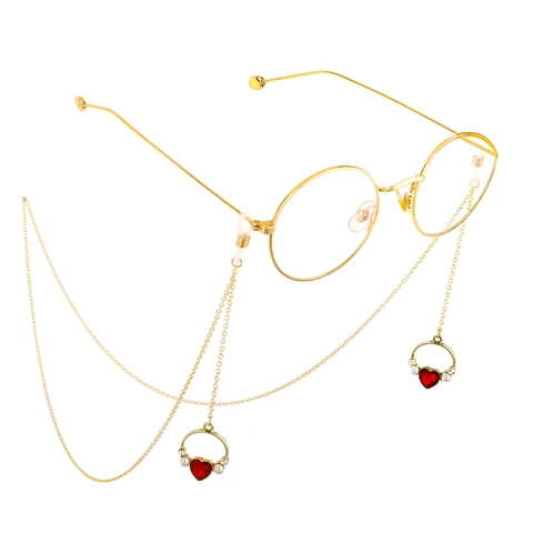 Catenella Per Occhiali Pendente Cuore Metallo Rame Perla Artificial Sintetica Rhinestone Antiscivolo Cordino Per Occhiali Per Donne