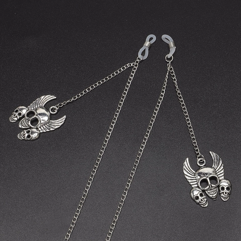 Gothic Punk Eyeglasses Chain Anti-Slip Copper Alloy Winged Skull Pendant Holder Strap Lanyard For Sunglasses Women Men