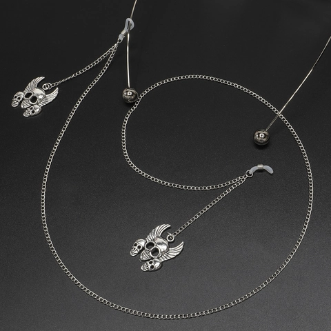 Gothic Punk Eyeglasses Chain Anti-Slip Copper Alloy Winged Skull Pendant Holder Strap Lanyard For Sunglasses Women Men