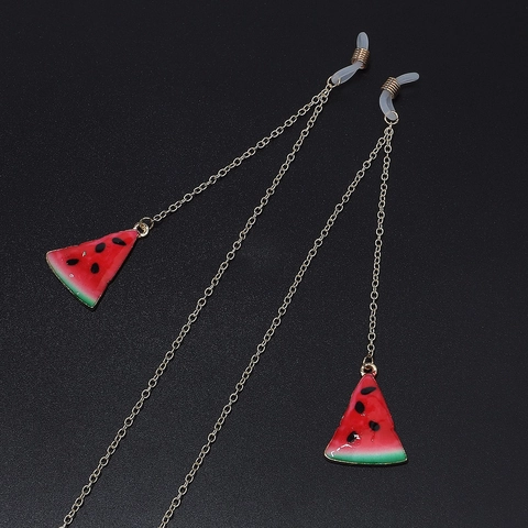 Anti Slip Glasses Chain Watermelon Pendant Golden Metal Copper Eyeglass Strap Cord Eyewear Holder Summer Accessory