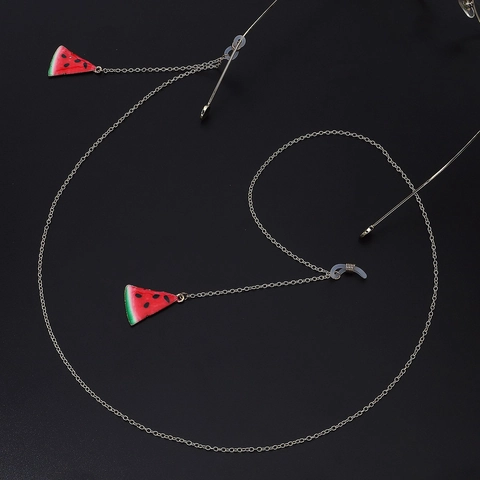 Anti Slip Glasses Chain Watermelon Pendant Golden Metal Copper Eyeglass Strap Cord Eyewear Holder Summer Accessory