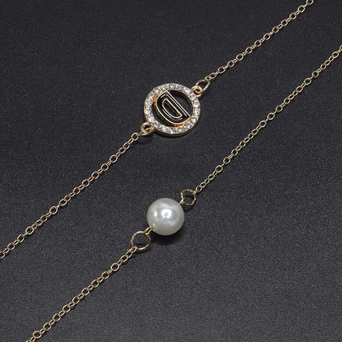 Modische Brillenkette Aus Metall Mit Perlenimitat Und Buchstaben-Anhänger Mit Strass Rutschfester Brillenhalter Für Damen Sonnenbrillen Lesebrillen