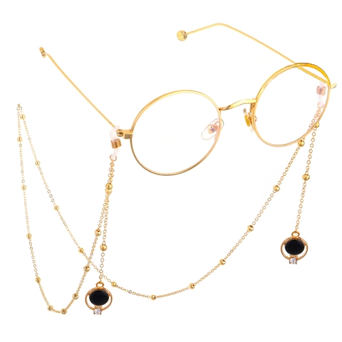 Catenina Per Occhiali Retrò In Metallo Dorato Perline Decorativo Anti Scivolo Cordino Occhiali Pendente Strass Accessori Moda