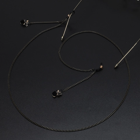 Fashion Metal Anti-Slip Glasses Chain With Crystal Bow Pendant Black Polka Dot Eyewear Strap For Sunglasses Reading Glasses Women Jewelry Accessory