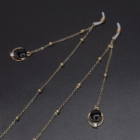 Catenina Per Occhiali Retrò In Metallo Dorato Perline Decorativo Anti Scivolo Cordino Occhiali Pendente Strass Accessori Moda