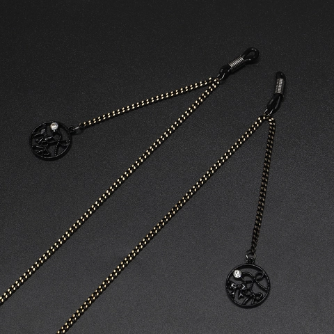 Elegante Catenina Per Occhiali In Metallo Nero E Oro Con Pendente A Farfalla Strass Accessorio Per Occhiali Da Sole