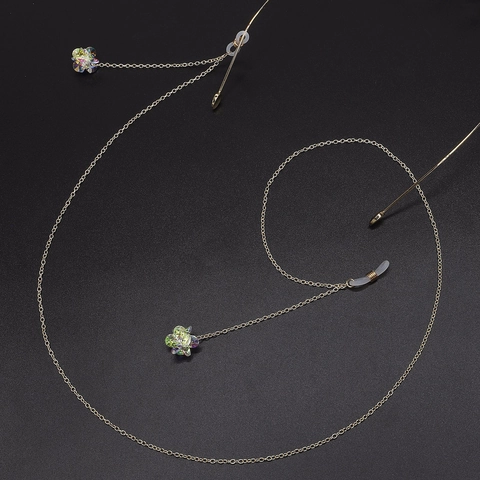 Cadena Para Gafas De Flores De Circonita Cordón Antideslizante Soporte Metálico Accesorios Para Gafas De Sol Joyería