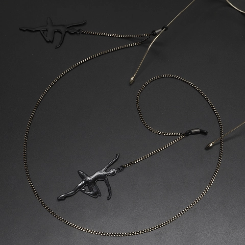 Brillenkoord Metaal Zwart Balletdanser Hanger Antislip Brillenketting Modieuze Nekkoord Voor Zonnebril