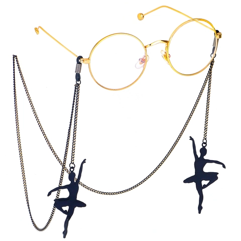 Brillenkoord Metaal Zwart Balletdanser Hanger Antislip Brillenketting Modieuze Nekkoord Voor Zonnebril