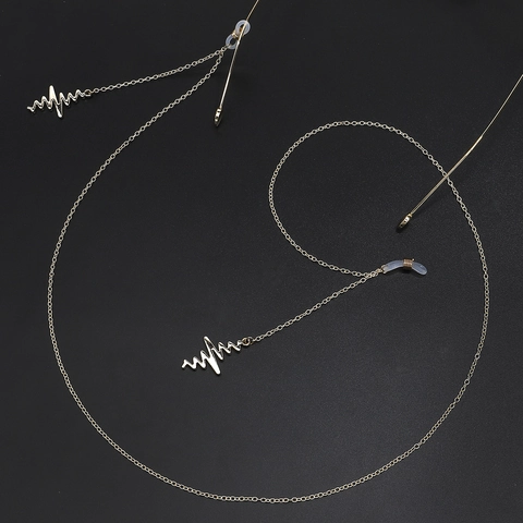 Fashion EKG Heartbeat Eyewear Chain Metal Long Anti Slip Glasses Holder Neck Strap For Women Reading Glasses