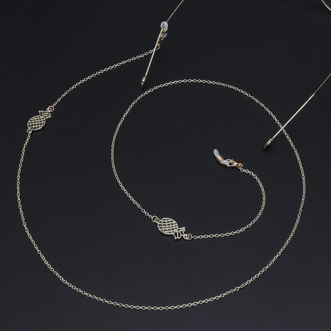 Cadena De Gafas Con Colgante De Piña De Moda Antideslizante Soporte De Cordón De Gafas De Metal Cobre Dorado Estilo Tropical