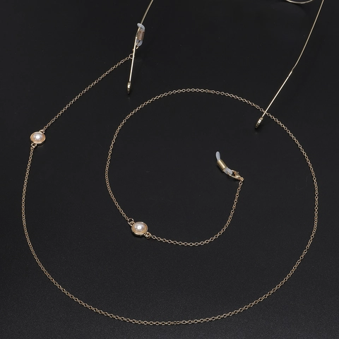 Catena Per Occhiali Elegante In Metallo Dorato Con Künstliche Perle Sintetiche Cordino Antiscivolo Per Occhiali Da Donna