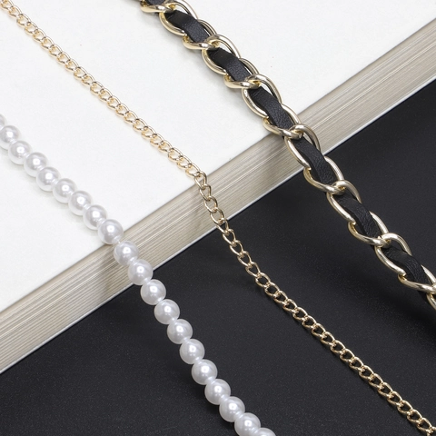 Multi Layer Glasses Chain With Faux Artificial Pearl Alloy PU Leather Anti Slip Eyewear Strap For Sunglasses Elegant Vintage Accessory