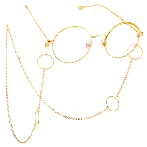 Anti-slip Metal Glasses Chain Eyewear Retainer Geometric Round Rings Decorative Sunglasses Lanyard
