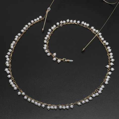 Elegante Catenella Per Occhiali Nappa Di Künstliche Perle Finte Cinturino Per Occhiali Da Sole Antiscivolo Supporto Per Donna Lega Color Oro