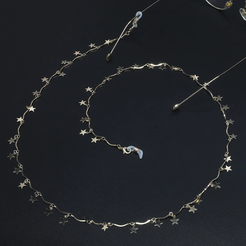 Glasses Chain Metal Golden Star Pendant Anti-Slip Eyewear Lanyard Neck Strap Decorative Accessory