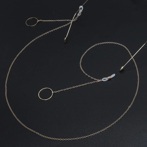 Anti Rutsch Brillenkette Legierung Metall Brillenband Mit Silikonschlaufen Geometrischer Kreis Halter Mode Accessoire