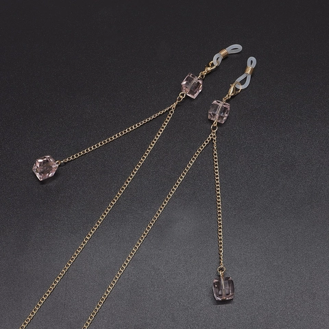 Cadena Para Gafas Cuentas Cristal Rosa Cobre Metal Soporte Gafas Antideslizante Retro Elegante Cordón Para Mujer