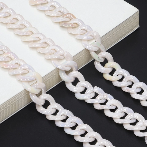 Brillenketting Acryl Iriserende Kunstparel Zonnebril Koord Anti-Verlies Houder Met Metalen Sluiting Siliconen Lus