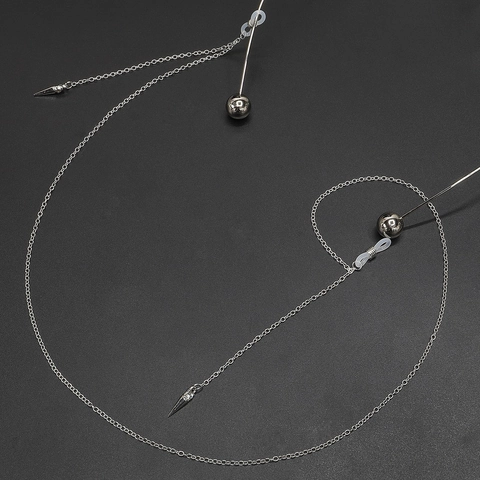 Cadena De Gafas De Metal De Moda Con Colgantes De Punta Bola Cordón De Gafas De Cobre Antideslizante Joyas Punk