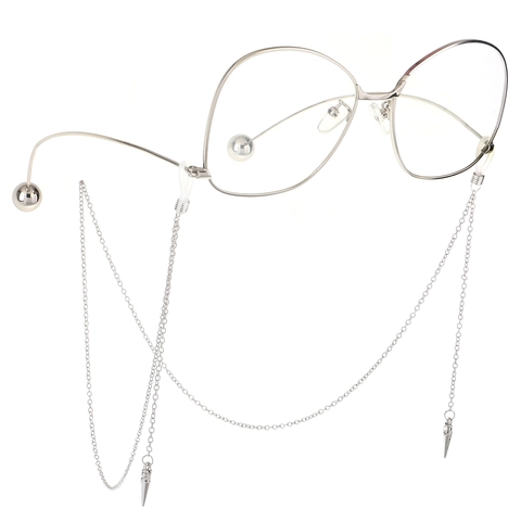 Cadena De Gafas De Metal De Moda Con Colgantes De Punta Bola Cordón De Gafas De Cobre Antideslizante Joyas Punk