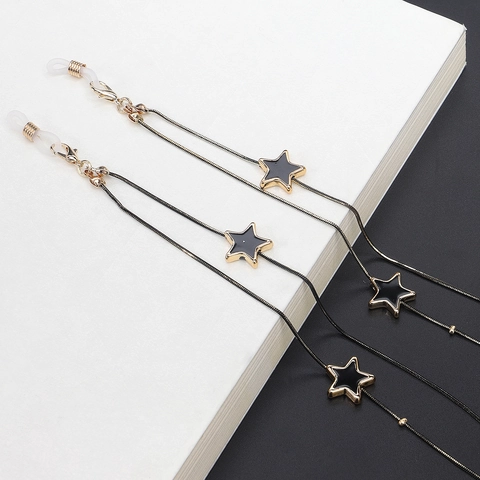 Stars Brillenkette Und Rundrahmenbrille Metall Rutschfeste Brillenschnur Dual Use Halskette Dekoratives Accessoire Für Damen