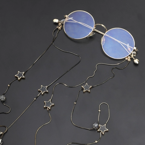 Stars Brillenkette Und Rundrahmenbrille Metall Rutschfeste Brillenschnur Dual Use Halskette Dekoratives Accessoire Für Damen
