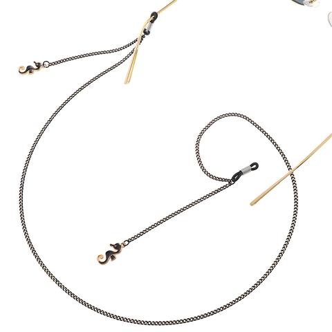Metal Glasses Chain Neck Strap With Seahorse Pendant Non-Slip Silicone Loops Fashion Simple Eyewear Accessory Holder