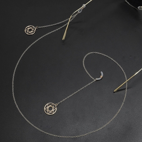 Mode Brillenkoord Metaal Antislip Brilriem Met Holle Ster Hanger Mandala Geometrische Zonnebrilhouder Voor Dames