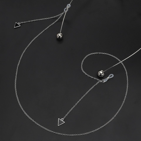 Eyeglasses Chain Copper Eyewear Lanyard With Triangle Pendant Anti Slip Adjustable Silicone Loop Retro Sunglasses Strap