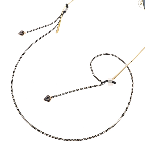 Fashion Glasses Chain Metal Eyewear Strap With Geometric Diamond Pendant Retro Minimalist Sunglasses Holder Anti-Slip