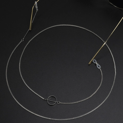 Geometric Round Pendant Glasses Chain Anti-Slip Alloy Metal Box Link Eyewear Strap For Sunglasses Decorative Accessory