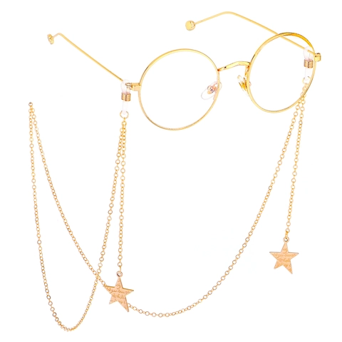 Elegante Brillenketting Met Sterhanger Metalen Antislip Brillenkoord Voor Zonnebrillen Leesbrillen Verstelbare Siliconen Ringen